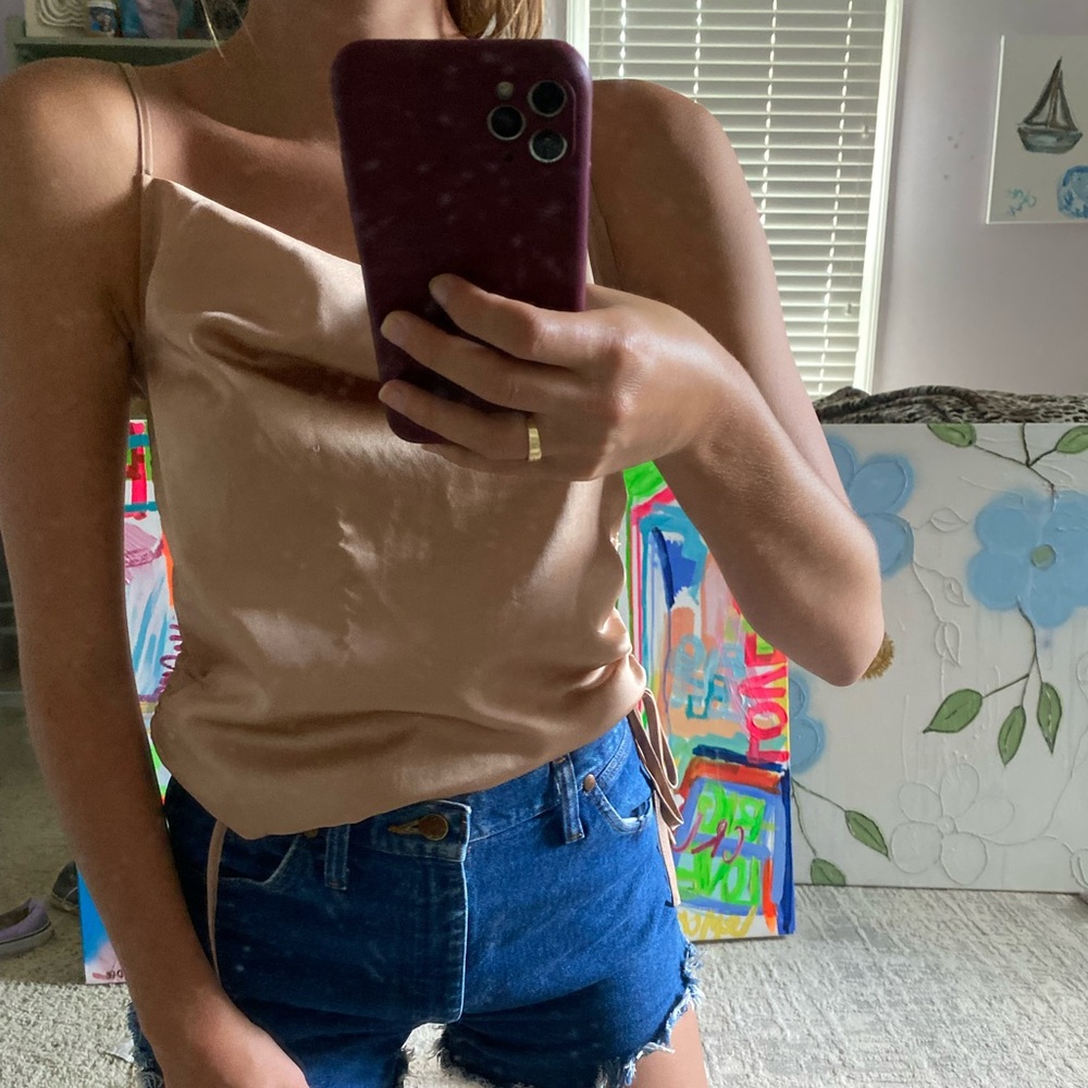 Glossy tan top